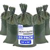 DURASACK Sacchi di sabbia resistenti con corde di legame, vuoti, in polipropilene, con 1600 ore di protezione UV, 35,6 x 66 cm, verde, confezione da 20