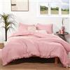 ROSGONIA Set copripiumino king size rosa, 3 pezzi (1 piumino rosa boho e 2 federe), biancheria da letto per tutte le stagioni, morbido e leggero, copriletto, trapunte, colore: rosa