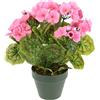 Flair Flower Geranio artificiale in vaso di geranio, pelargonium, pianta di seta, fiori artificiali, decorazione da tavolo, pianta decorativa da interni, fiori in vaso, 090128RS, rosa, 28 x 22 x 22 cm