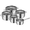 WMF Astoria 780556040 Set di pentole da 5 pezzi, pentole alte con coperchio (16/20/24), padella bassa con coperchio (20 cm), padella (16 cm)