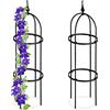 Relaxdays Set da 2 Obelischi per Rampicanti Alti 85 cm, Sostegno per Piante, Rose, Edere, da Giardino, Metallo, Nero