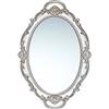 LONGWIN Specchio ovale vintage per decorazione da parete, piccolo specchio ornato da appendere per soggiorno/camera da letto, vassoio per profumi/vanità, 25,4 x 37,4 cm, argento