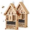 Relaxdays Hotel insetti, kit, set 2 pz, legno, HxLxP: 30,5 x 17,5 x 6 cm, da appendere, casetta per api, naturale