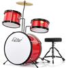 Eastar Batteria per Bambini per età 3-10 Anni, Junior Drum Set con Rullante, Tom, Grancassa, Pedale Grancassa, Sedile e Bacchette (Rosso)