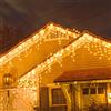 Zorela Luci Natale Esterno Cascata 10M 400 LED Tenda Luminosa Esterno Natale Prolungabile Luci di Natale Cascata di Stalattiti con 8 Modalità Impermeabile per Balcone, Tetto, Giardino - Bianco Caldo