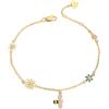 IMINI Graziosi braccialetti con margherite e api in argento Sterling 925 con cristalli di zirconia cubica colorati con girasole e api, braccialetto regolabile delicato, gioielli di compleanno, regali