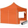 TOOLPORT Gazebo Pieghevole Giardino 3x3m - 4 Laterali Alluminio Telo Idrorepellente Padiglione Mercati Sagre Arancione