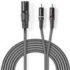 NEDIS Cavo Audio XLR, XLR 3-Pin Maschio - 2x RCA Maschio, Grigio, 3 m