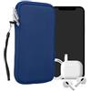 kwmobile Custodia in Neoprene con Zip per Smartphone XL - 6,7/6,8 - Astuccio Portacellulare a Sacchetto con Cerniera - Borsa in blu baltico