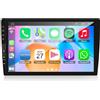 AudioTune Autoradio schermo 9 Pollici DIN, Android 14 touchscreen con GPS/Bluetooth/SWC/FM/RDS/WiFi android Auto e Apple Carplay wireless, Porte USB e USB-C frontali e tasti fisici