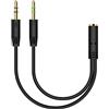 ulafbwur Cavo audio splitter per cuffie, in rame, da 3,5 mm femmina a 2 jack maschio Aux