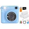 mophrati Stampa fotocamera 1080P Fotocamera facile e istantanea per bambini con flash e filtri per riprese creative ABS Mini istantanea per bambini, blu