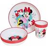 ILS I LOVE SHOPPING Set di stoviglie riutilizzabile per bambini bicolore - Set composto da 3 pezzi: Piatto, ciotola e bicchiere per bambini e bebé con base antiscivolo - Senza BPA - MINNIE MOUSE TOPOLINA