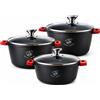 ROYAL SWISS Set di padelle da 6 pezzi 28/32/36 cm - Adatto all'induzione - Rivestimento antiaderente in marmo - 3 padelle con coperchi in vetro. Royal Swiss