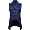KBOPLEMQ Gilet da uomo jacquard gotico steampunk doppio petto smoking slim fit west 2023 nuovo gilet di media lunghezza gilet corte smoking giubbotto, Blu marino, M
