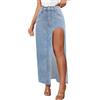 KBOPLEMQ Gonna in jeans da donna, linea ad A, elasticizzata, a matita, lunga con spacco, gonna in denim, lunghezza in denim, linea Jean, 90s, E-Girl, O azzurro, XXL
