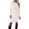 KBOPLEMQ Abito a maglia da donna, elegante, per l'autunno, due pezzi, maglione e abito bodycon, 2 pezzi, abito invernale da donna, a collo alto, a maniche lunghe, lavorato a maglia, O bianco., XL