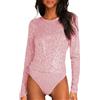 KBOPLEMQ Glitzer Body da Donna, Top a Maniche Lunghe con Paillette, Blusa, Top Festivo, Top per Party, Glitzer, Top Eleganti, Bodysuit a Una Pezzo, Leotard, Overall, Sottocamicia, Sexy Bodycon