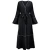 KBOPLEMQ Abbigliamento musulmano Donne Abaya Ramadan Fronte Cardigan Aperto Maniche Pipistrello Abbigliamento da preghiera per le Donne Scollo a V Islamico Maxi Abiti Preghiera Dubai Caftano, O nero.,