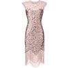 KBOPLEMQ Gatsby - Costume da donna anni '20, abito da sera lungo, abito estivo, vintage, gloria, da cocktail, da donna, in stile retrò, con paillettes, O rosa., M