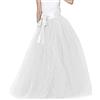 Cexiakong Gonna lunga in tulle, da donna, in tulle, per Carnevale, sottoveste, sottogonna vintage anni '50, per ballo, balletto, rockabilly, per Halloween, carnevale, feste, carnevale, bianco, Taglia unica