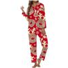 Celanisai Pigiama lungo da donna in satin, set completo di Natale con motivo di elci, sleepwear comodo in 2 pezzi, maniche lunghe, blusa e pantaloni, versatile biancheria da notte, loungewear