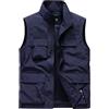 Cexiakong Gilet da trekking da uomo, leggero, traspirante, ad asciugatura rapida, con molte pratiche tasche, comodo, Blu scuro, 4XL