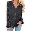Duohropke Cardigan da donna trasparente bolero cardigan floreale camicette sexy scollo a V giacca a spalla bolero top a maniche lunghe elegante basic top comoda camicetta, Nero , XXL