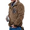 Duohropke, giacca in pile da uomo, con cappuccio, in morbido tessuto teddy, giacca in pile sherpa, giacca da esterno, in morbido tessuto soffice, grigio scuro, M