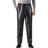 Foweknow Pantaloni in pelle da uomo in pile, invernali, casual, termici, morbidi, imbottiti, per motociclisti, in poliuretano, impermeabili, morbidi, traspiranti, pantaloni da jogging in ecopelle