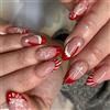 XAGMODSHN 24Pcs Natale Unghie Finte Con Strisce Rosse Glitter Fiocchi di Neve Francese Manicure Press On Unghie Per Il Partito Indossare Natale Press On