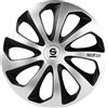 Sparco Set 4 copricerchi 15 pollici copriruota auto Sicilia SPC1573SVBK argento nero