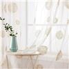 MIULEE Tenda per Camera da Letto, Tende Voile con Oro Ricamata Motivo, Tende Bianche Trasparenti con Occhielli, Tenda Finestra Interni per Casa Soggiorno e Salotto 2 Pezzi, 140 x 200 cm
