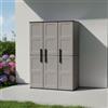 Dmora - Armadio da esterno Bilzen, Mobile outdoor, Armadio balcone multiuso, 100% Made in Italy, Grigio e Nero, Finitura quadri, 102x37h163 cm