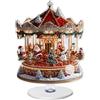 Gcerfby Centrotavola Natalizio in Acrilico 2D, Accattivante, Ruota Panoramica Giostra Albero di Natale Decorazione, Decorazione Centrotavola da Tavolo, Decorativo per Mensola del Desktop di casa