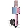 OEM Microfono per karaoke da 5 Watt RMS - Effetti luminosi a LED - Batteria integrata da 1200 mAh - Bluetooth 4.2 - Supporto per smartphone - rosa
