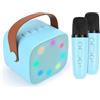 OEM Kit karaoke Bluetooth per cellulare con 2 microfoni - Karaoke per tutta la famiglia con cambio di voce ed effetti luminosi