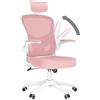 rattantree Sedia da Ufficio, Sedia Ufficio Scrivania con Poggiatesta Regolabile, Sedia Ergonomica per Computer con Braccioli Regolabili e Supporto Lombare per Home Office, Rosa