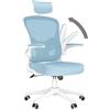 rattantree Sedia da Ufficio con Supporto Lombare, Sedia Ufficio Ergonomica con Braccioli Regolabili in Rete Traspirante, Altezza Regolabile e Schienale Inclinabile (con poggiatesta, Blue)