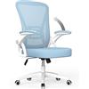 rattantree Sedia da Ufficio con Supporto Lombare, Sedia Ufficio Ergonomica con Braccioli Regolabili in Rete Traspirante, Altezza Regolabile e Schienale Inclinabile con Ruote Girevoli, Blu