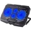 Retoo Raffreddatore per laptop con 2 porte USB 2.0 e 1,75 W, 4 ventole di raffreddamento per computer portatile con retroilluminazione a colori blu, per PC Notebook PS4, potenziometro integrato e
