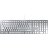 CHERRY KC 6000 SLIM, Tastiera di design Ultrapiatta, per la Germania QWERTZ, Con Filo Porta USB-A, Tasti Silenziosi, Scritte a lunga Durata, Argento, Tedesco - QWERTZ