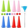 SINAYREK Set da 8 stampi gelato in silicone con coperchi, stampi riutilizzabili per ghiaccioli fatti in casa, forma a stella per dessert e snack, con spazzola e imbuto