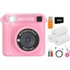 AMSLSIU Stampa fotocamera 1080P Fotocamera facile e istantanea per bambini con flash e filtri per riprese creative Kids Mini, Rosa