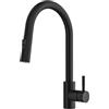 Rainsworth Rubinetto nero da cucina con doccetta estraibile - Rubinetto da cucina ad alta pressione con due tipi di getto d'acqua, girevole a 360°, miscelatore da cucina in acciaio inox, facile da