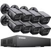 SANNCE 1080P Kit Videosorveglianza Esterno, 2MP DVR 8 Canali senza HDD e 8 Telecamere Analogica Bullet con LED a Infrarossi Intelligente, Riconoscimento di Persone/Veicoli, Impermeabilità IP66
