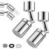 FINELYCR 2 Pezzi Prolunga Rubinetto Cucina con 2 Modalità di Spruzzo D'acqua, Rotazione di 720° Rompigetto Rubinetto Cucina, Universale Prolunghe Girevoli per Rubinetti Argento, per Bagno, Cucina, WC