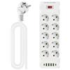 Behogan 10 prese: Ciabatta elettrica con 4 porte di ricarica USB + 2 tipo C, presa di distribuzione a parete, 10 prese Power Strip con cavo da 2 m, spina con interruttore per ufficio, casa e viaggi