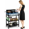 BAKAJI Cucina a Gas GPL 5 Fuochi da Esterno Cucinotto Portatile in Acciaio 65x45x90cm