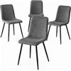 BAKAJI Set 4 Sedie Grigio con Rivestimento in Velluto e Piedi Neri Seduta Ergonomica